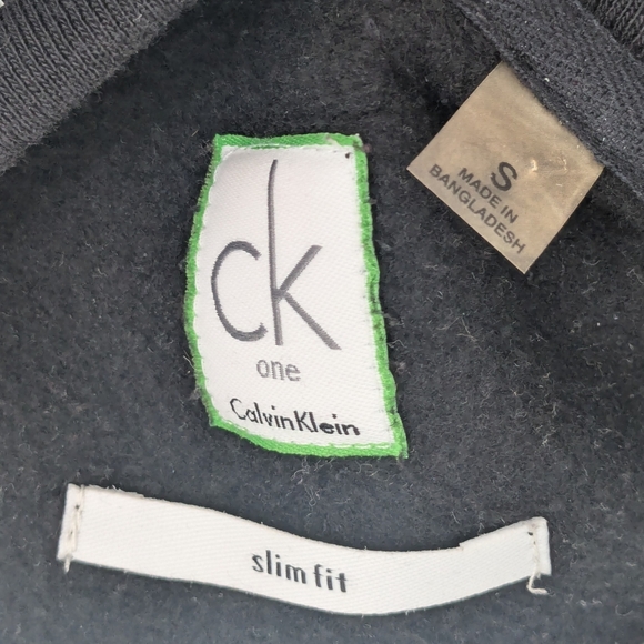 Calvin Klein Black and Gray Crewneck Sweatshirt Accented with A Zip For Men Sz S - Picture 5 of 8